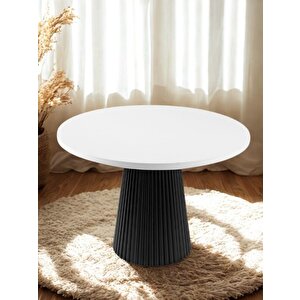 Milas Natural Ahşap Bohem Yemek Masası 110x110 Siyah-Beyaz