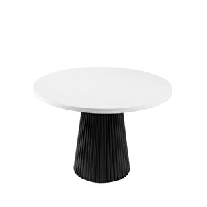 Milas Natural Ahşap Bohem Yemek Masası 110x110 Siyah-Beyaz