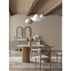 Echo İskandinav Oval Natural Ahşap Bohem Masa 90x160 Natural
