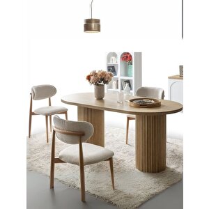 Echo İskandinav Oval Natural Ahşap Bohem Masa 90x160 Natural