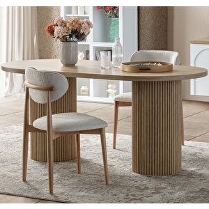 Echo İskandinav Oval Natural Ahşap Bohem Masa 90x160 Natural