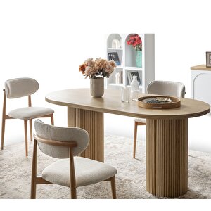 Echo İskandinav Oval Natural Ahşap Bohem Masa 90x160