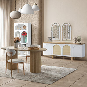 Echo İskandinav Oval Natural Ahşap Bohem Masa 90x160