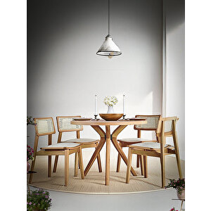 Rodos Natural Ahşap Masa Sandalye Takımı 100x100 Natural