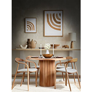 Kleopatra İskandinav Natural Ahşap Masa Sandalye Takımı 90x90 Natural