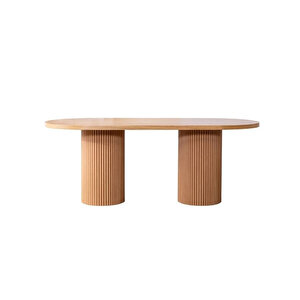 Soleil İskandinav Oval Natural Ahşap Bohem Masa 80x170 Natural
