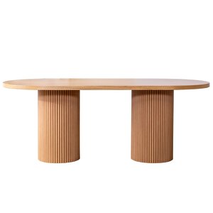 Soleil İskandinav Oval Natural Ahşap Bohem Masa 80x170 Natural