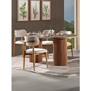 Soleil İskandinav Oval Natural Ahşap Bohem Masa 80x170 Ceviz Naturel