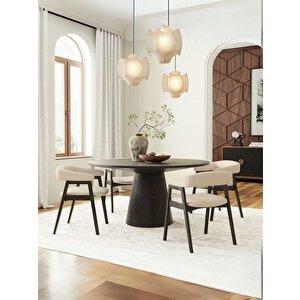 Hemera Ceviz Ahşap Yemek Masası 120x120 Siyah