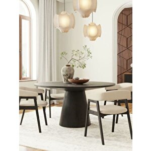 Hemera Ceviz Ahşap Yemek Masası 120x120 Siyah