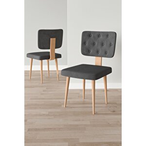 Lars Meşe 80x132 Açılabilir Mdf Masa Yemek Odası Takımı,mutfak Takımı 4 adet Sandalye Gri