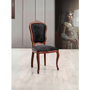 Victoria Ahşap Oymalı Country Sandalye Ceviz-Siyah