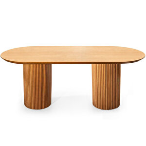 Sierra İskandinav Oval Natural Ahşap Bohem Masa 90x180 Natural