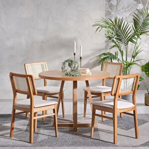 Posedion Natural Ahşap Masa Sandalye Takımı 110x110 Natural