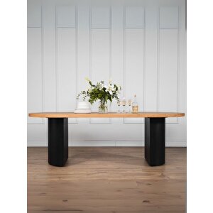 Zeno Ahşap Bohem Yemek Masası 90x200 Siyah Natürel
