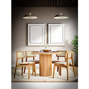 Myra İskandinav Natural Ahşap Masa Sandalye Takımı 90x90 Natural