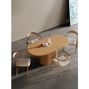 Apolena Oval Ahşap Yemek Masası 80x160 Natural