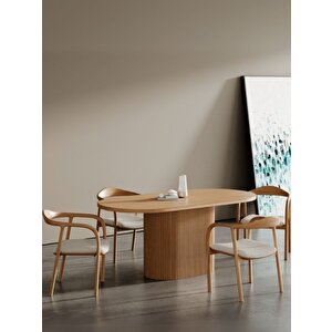 Apolena Oval Ahşap Yemek Masası 80x160 Natural