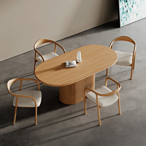 Apolena Oval Ahşap Yemek Masası 80x160 Natural
