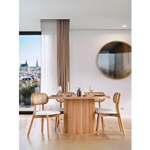 Sindi İskandinav Natural Ahşap Masa Sandalye Takımı 90x130 Natural