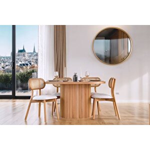 Sindi İskandinav Natural Ahşap Masa Sandalye Takımı 90x130 Natural