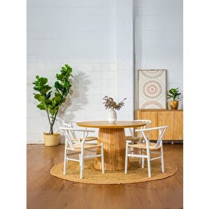 Mistral İskandinav Doğal Ahşap Mutfak Masası 120x120 Natural
