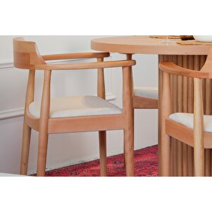 Sardes İskandinav Natural Ahşap Masa Sandalye Takımı 90x90