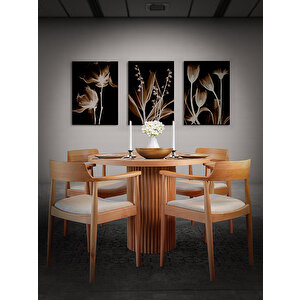 Sardes İskandinav Natural Ahşap Masa Sandalye Takımı 90x90 Natural
