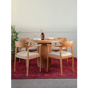 Sardes İskandinav Natural Ahşap Masa Sandalye Takımı 90x90 Natural