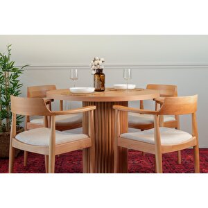Sardes İskandinav Natural Ahşap Masa Sandalye Takımı 90x90