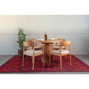 Sardes İskandinav Natural Ahşap Masa Sandalye Takımı 90x90