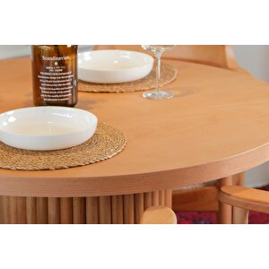 Sardes İskandinav Natural Ahşap Masa Sandalye Takımı 90x90