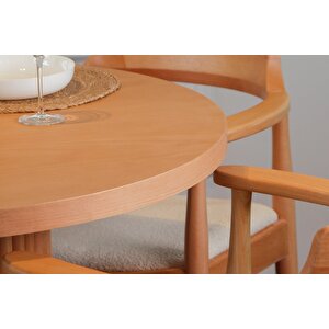 Sardes İskandinav Natural Ahşap Masa Sandalye Takımı 90x90