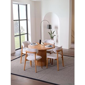 Luxor İskandinav Natural Ahşap Masa Sandalye Takımı 100x100 Natural