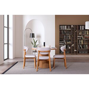 Luxor İskandinav Natural Ahşap Masa Sandalye Takımı 100x100 Natural