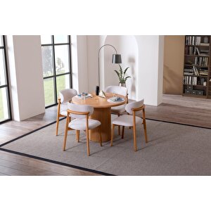 Luxor İskandinav Natural Ahşap Masa Sandalye Takımı 100x100 Natural