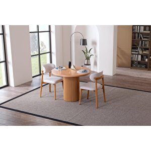 Luxor İskandinav Natural Ahşap Masa Sandalye Takımı 100x100
