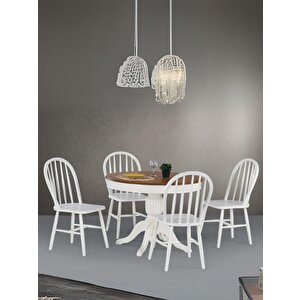 Montclair Baba Ayak Sabit Masa 120x120 Beyaz - Ceviz