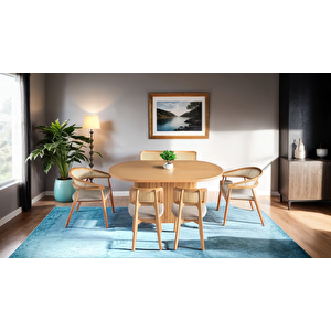 Panama İskandinav Natural Ahşap Masa Sandalye Takımı 80x160 Natural