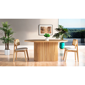 Panama İskandinav Natural Ahşap Masa Sandalye Takımı 80x160 Natural