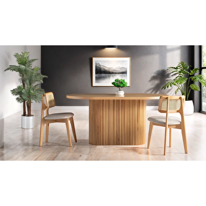 Panama İskandinav Natural Ahşap Masa Sandalye Takımı 80x160