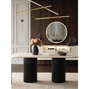 Nomad İskandinav Oval Natural Ahşap Bohem Masa 80x160 Siyah-Beyaz