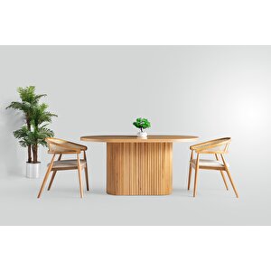 Nordik İskandinav Natural Ahşap Masa Sandalye Takımı 90x160 Natural
