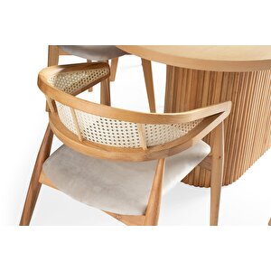 Nordik İskandinav Natural Ahşap Masa Sandalye Takımı 90x160
