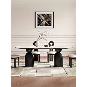 İmperial İtalyan Still Oval Traverten Yemek Masası 80x160
