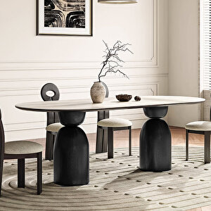 İmperial İtalyan Still Oval Traverten Yemek Masası 80x160