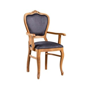 Versailes Kolçaklı Oymalı Klasik Ahşap Sandalye Natural