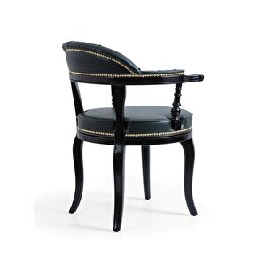 Majesta Kapitoneli Classic Ahşap Sandalye Siyah - Yeşil