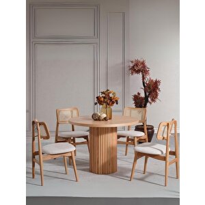 Odesa İskandinav Natural Ahşap Masa Sandalye Takımı 90x90 Natural