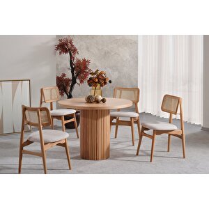 Odesa İskandinav Natural Ahşap Masa Sandalye Takımı 90x90 Natural